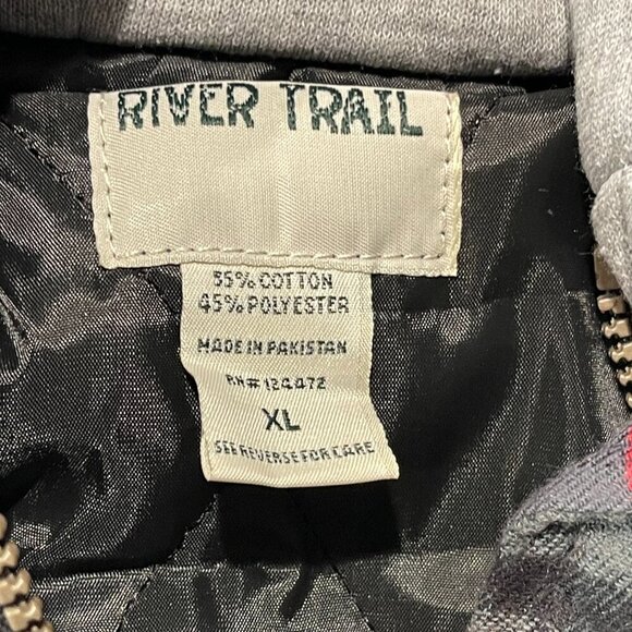 River Trail Mens Red & Black Plaid Fleece Lined Hoodie Jacket - Large - NWT - Picture 5 of 5